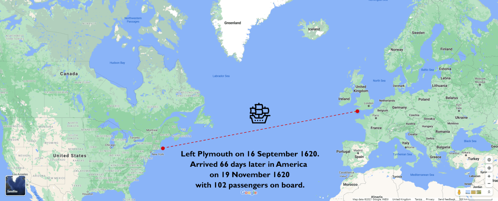 David Hodder - Plymouth Mayflower Journey Map